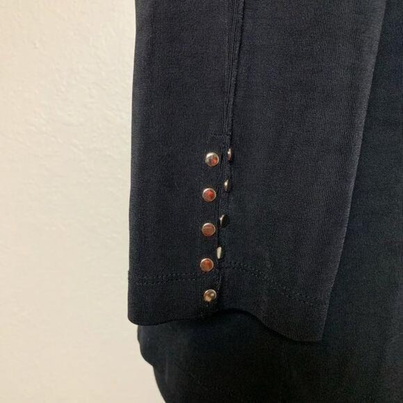 Travel Elegance Black studded Long Sleeve Side Slit slouchy blouse M - Picture 6 of 7